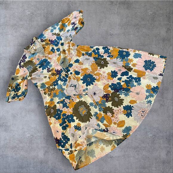 52Seven Floral Midi Dress Spring Summer Fall Pockets Fun Flirty ButtonUp Size 16 - Picture 3 of 12